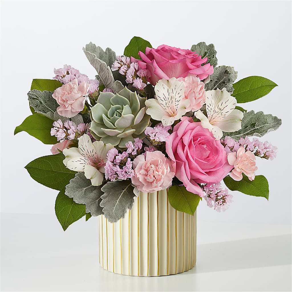 Dusty Rose Bouquet with Ivory Vase – Distinctive Design Studio Llc, Ham Lake MN