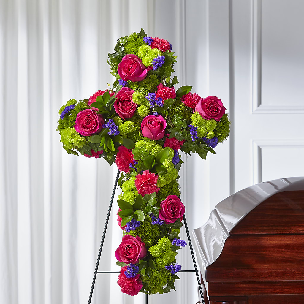 Tribute Rose Floral Cross – Distinctive Design Studio Llc, Ham Lake MN