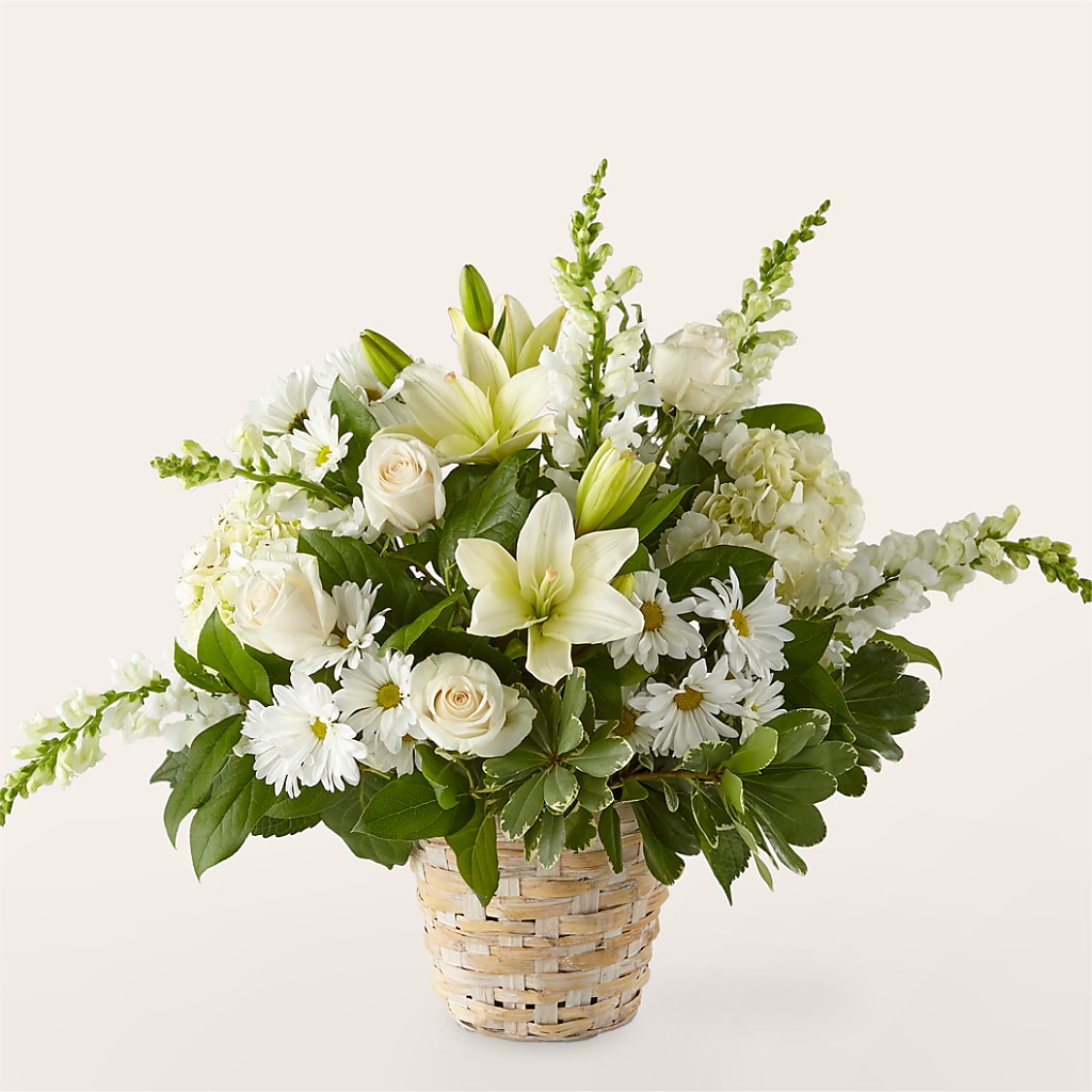 Ivory Elegance Floral Basket – Distinctive Design Studio Llc, Ham Lake MN