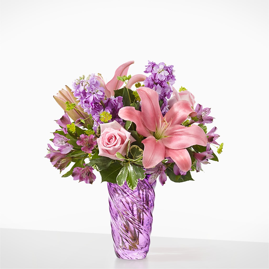 Precious Petals Bouquet with Luxe Swirl Vase – Distinctive Design Studio Llc, Ham Lake MN