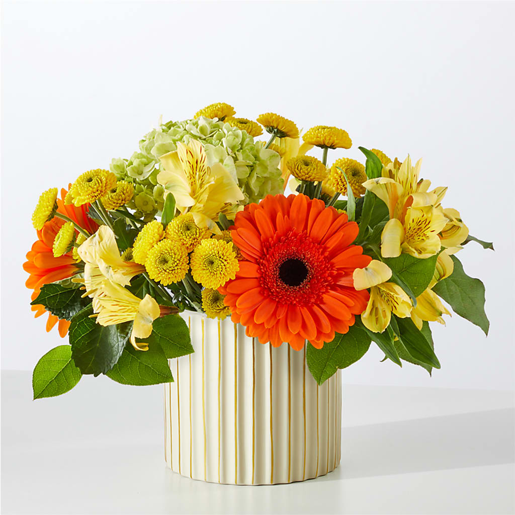Autumn Sunshine Bouquet with Ivory Vase – Distinctive Design Studio Llc, Ham Lake MN