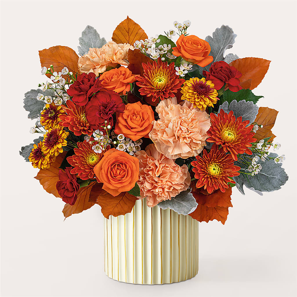 Merlot Bouquet with Ivory Vase – Distinctive Design Studio Llc, Ham Lake MN
