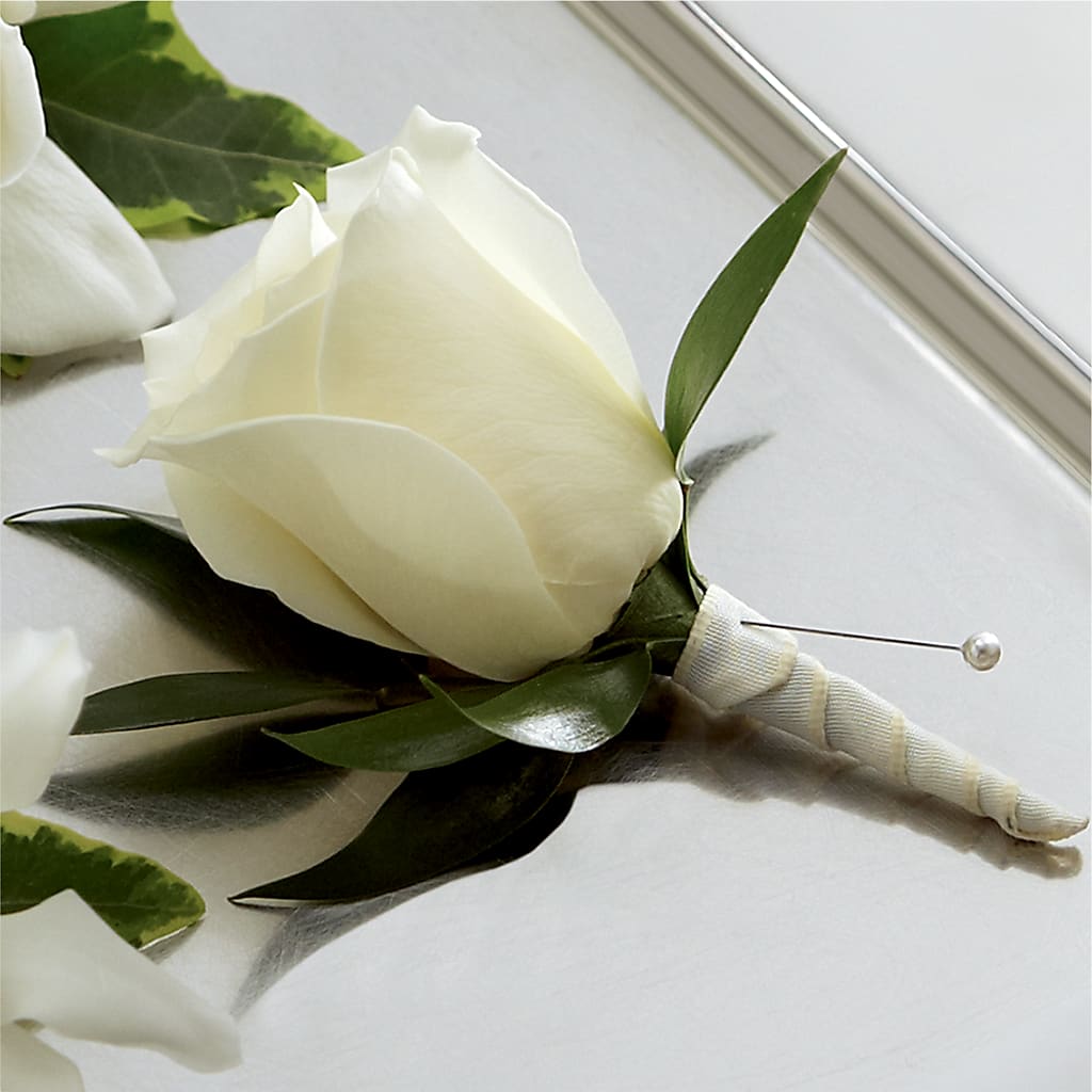 White Rose Boutonniere – Distinctive Design Studio Llc, Ham Lake MN