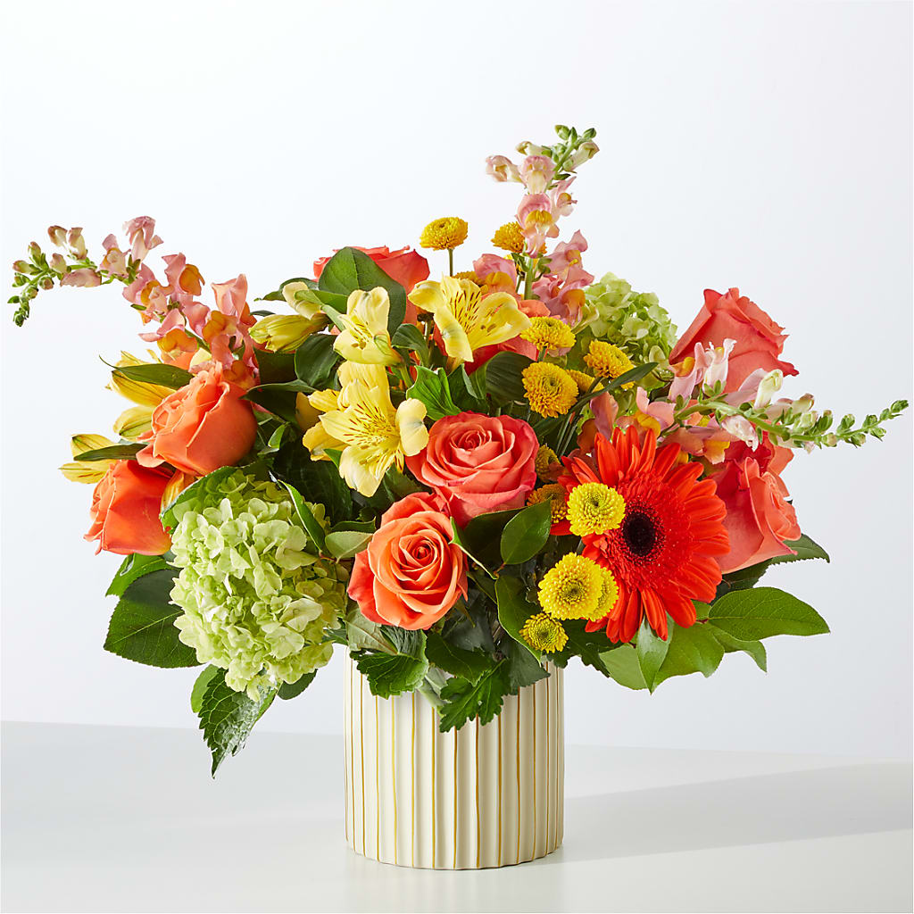 Autumn Sunshine Bouquet with Ivory Vase –  Distinctive Design Studio Llc, Ham Lake MN